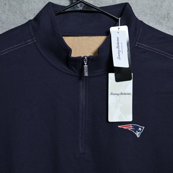 New England Patriots Tommy Bahama Pullover Mens 2XL Blue NFL Football 1/4 Zip - Picture 2 of 11